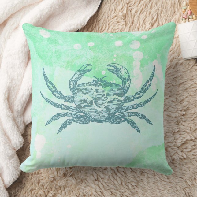 Coussin Aquarelle bleue du crabe côtier (Couverture)