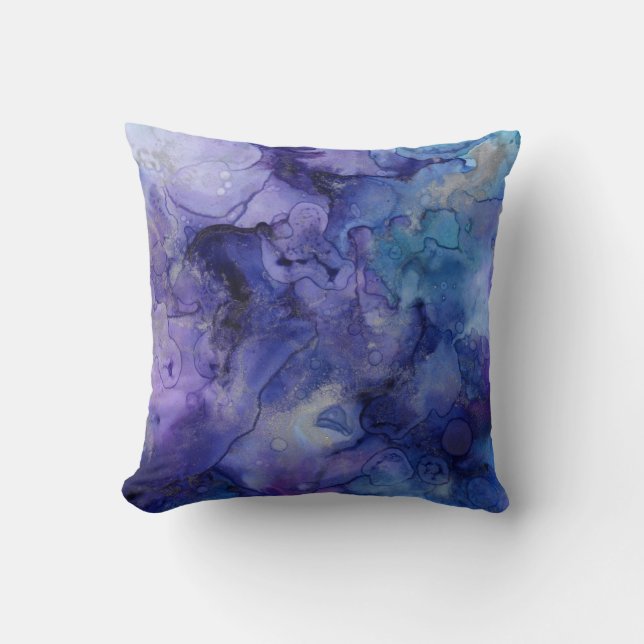 Coussin Aquarelle bleue et violette (Recto)