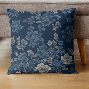 Coussin Aquarelle bleue motif Feuille