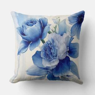 Coussin Aquarelle bleue profonde Sapphire