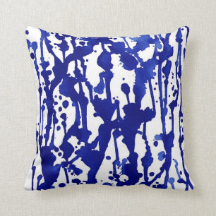 Coussin Aquarelle bleue royale Abstraite