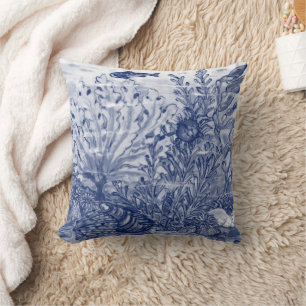 Coussin Aquarelle bleue sous la mer Ocean Beach House Crab