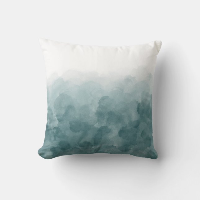 Coussin Aquarelle bleue turquoise tropicale (Recto)