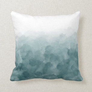 Coussin Aquarelle bleue turquoise tropicale