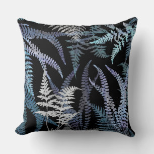Coussin Aquarelle Blue Ferns Motif botanique Abstrait