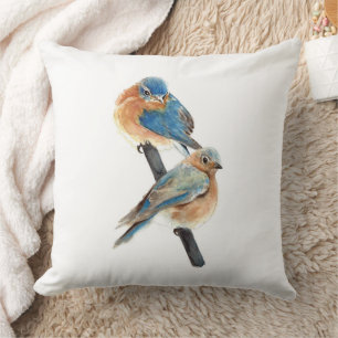Coussin Aquarelle Bluebird Couple Art