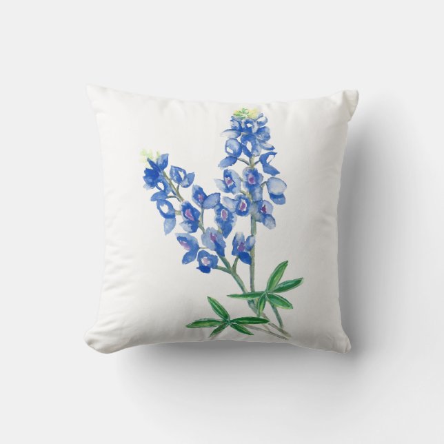 Coussin Aquarelle Bluebonnets (Recto)