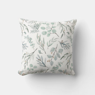 Coussin Aquarelle Botanique Eucalyptus Feuille vert feuill