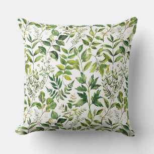 Coussin Aquarelle Botanique Vert feuilles