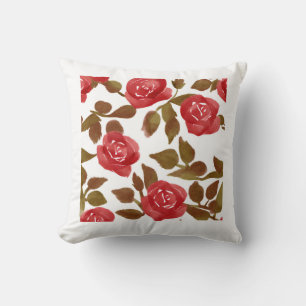 Coussin Aquarelle Bouquet de rose rouge Écouteur