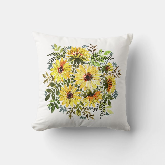 Coussin Aquarelle Bouquet jaune : Daisy Love (Recto)