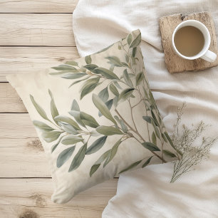 Coussin Aquarelle Branches d'Olivier Rustiques