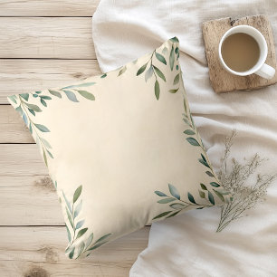 Coussin Aquarelle Branches d'Olivier Rustiques