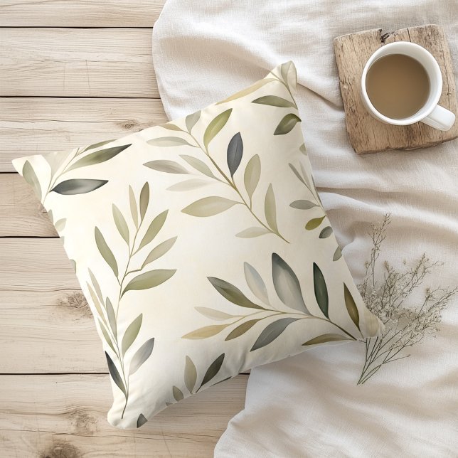 Coussin Aquarelle Branches d'Olivier Rustiques (Créateur téléchargé)