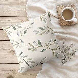Coussin Aquarelle Branches d'Olivier Rustiques
