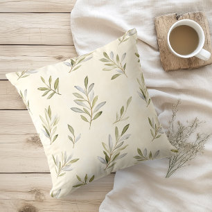 Coussin Aquarelle Branches d'Olivier Rustiques