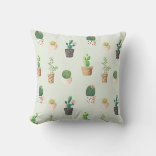 Coussin Aquarelle Cactus Motif Mint Vert