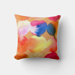 Coussin Aquarelle cercle motif art abstrait couleur chaude