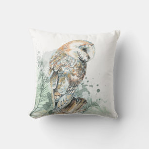 Coussin Aquarelle Chouette Oiseau Faune Nature Art Hoo