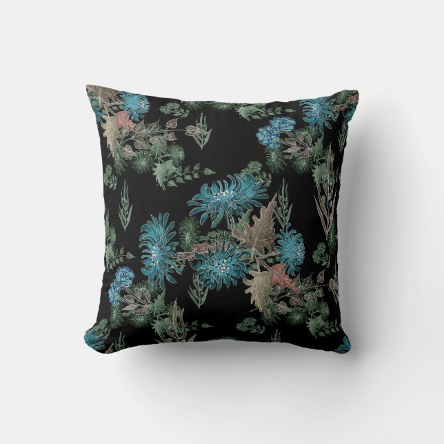 Coussin Aquarelle, chrysanthèmes (Recto)