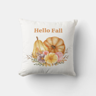 Coussin Aquarelle Chute Citrouilles Ferme Boho
