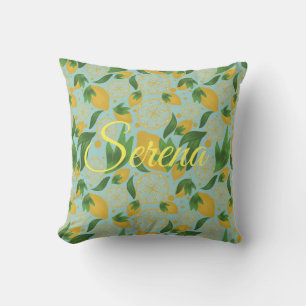 Coussin Aquarelle Citron Turquoise Fruit Personnalisé