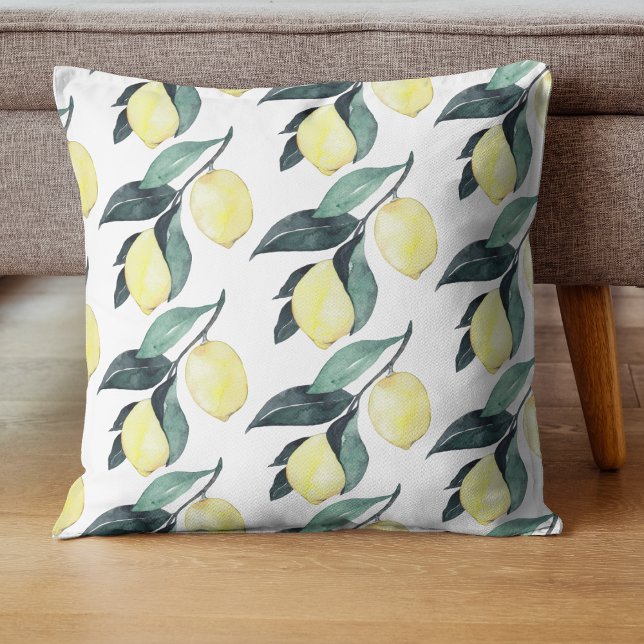 Coussin Aquarelle Citrons jaunes Motif sans couture (Créateur téléchargé)
