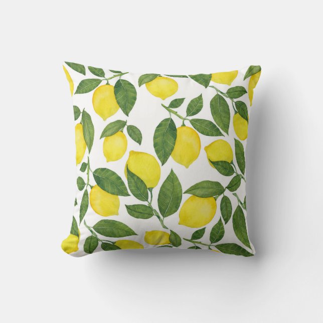 Coussin Aquarelle Citrons : Motif de fruits d'été (Recto)