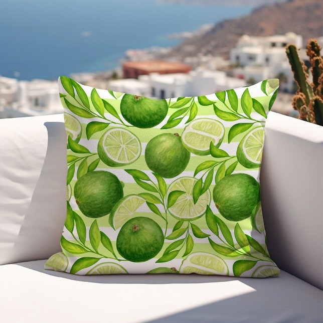Coussin Aquarelle Citrus Limes Motif été (Créateur téléchargé)