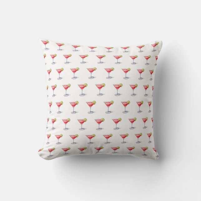 Coussin Aquarelle Cocktail cosmopolite Boisson (Recto)