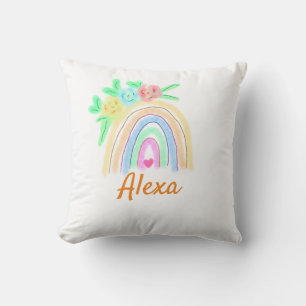 Coussin Aquarelle colorée arc-en-ciel boho floral ajouter
