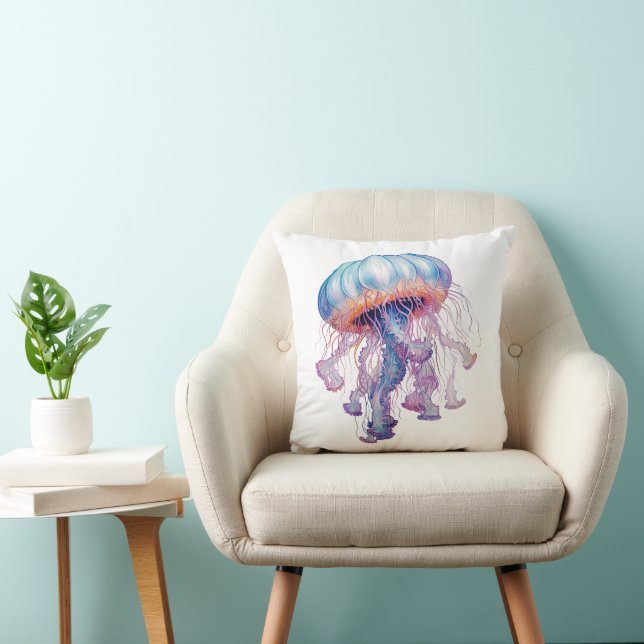 Coussin Aquarelle colorée Conception méduse (Chaise)
