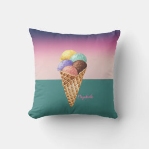 Coussin Aquarelle colorée cool Crème glacée