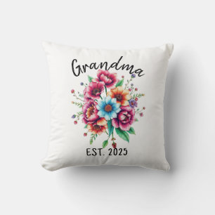 Coussin Aquarelle Colorée Fleur sauvage grand-mère