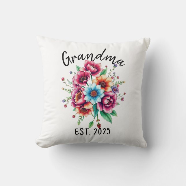 Coussin Aquarelle Colorée Fleur sauvage grand-mère (Recto)
