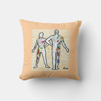 Coussin Aquarelle colorée moderne Carte musculaire