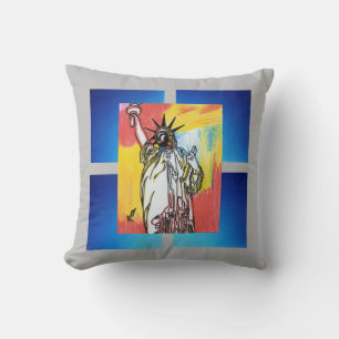 Coussin Aquarelle colorée moderne Lady Liberté Géométr