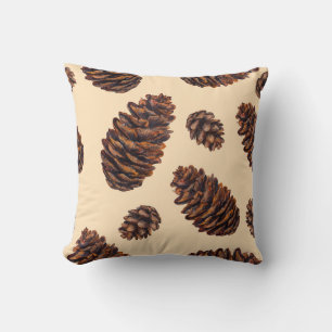 Coussin Aquarelle cône de sapin transparent motif, aquarel