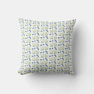 Coussin Aquarelle Cornouailles Fleur sauvage Bleu Floral