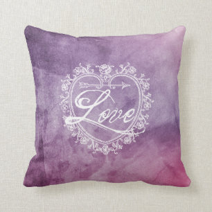 Coussin Aquarelle couleur coeur d'amour vintage