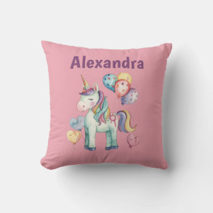 Coussin Aquarelle couleur mignonne licorne