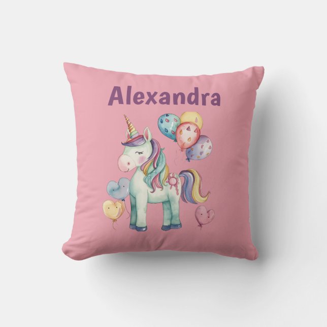 Coussin Aquarelle couleur mignonne licorne (Recto)