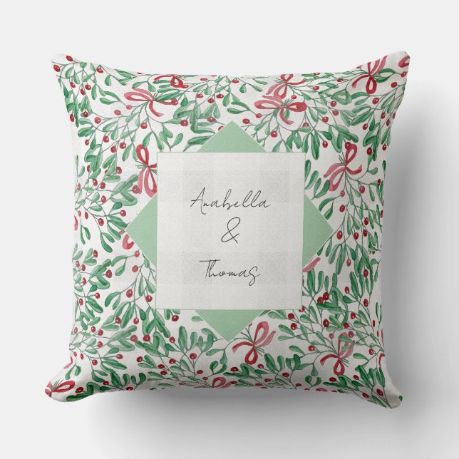 Coussin Aquarelle couleur Mistletoe Chic Country peinte à  (Recto)