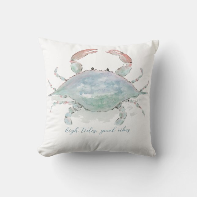 Coussin Aquarelle Crabe côtier (Recto)