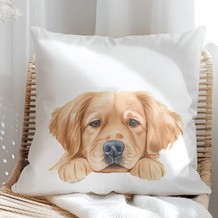 Coussin Aquarelle Cute Peeking Golden Personnalisé
