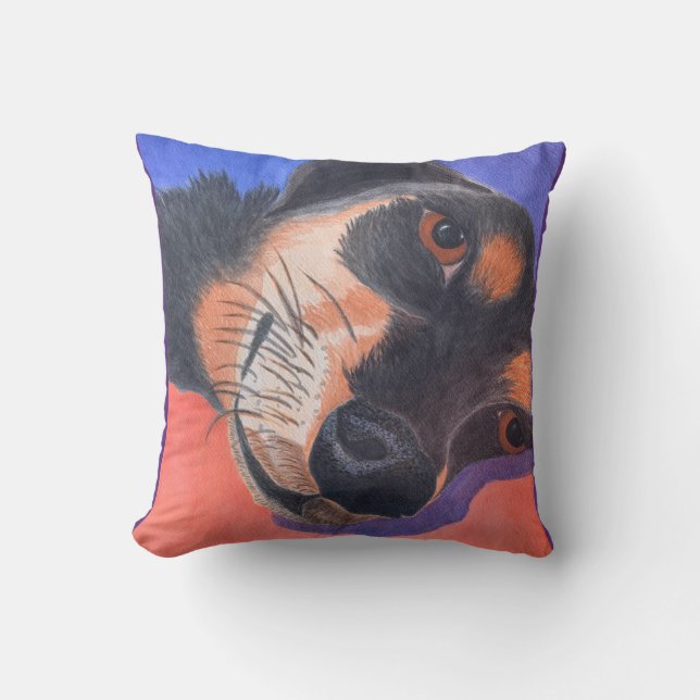 Coussin Aquarelle Dachshund (Recto)
