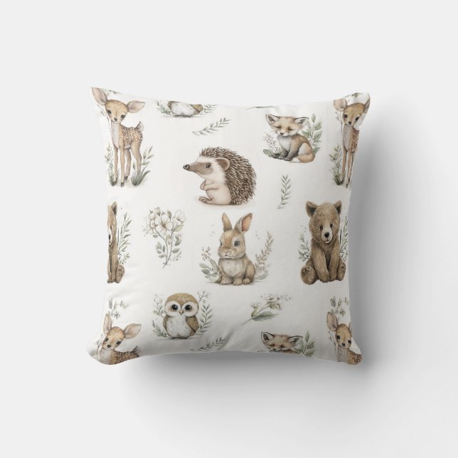 Coussin Aquarelle d'animaux mignons de la forêt (Recto)