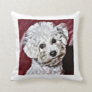 Coussin Aquarelle de Bichon j'Ai frisé
