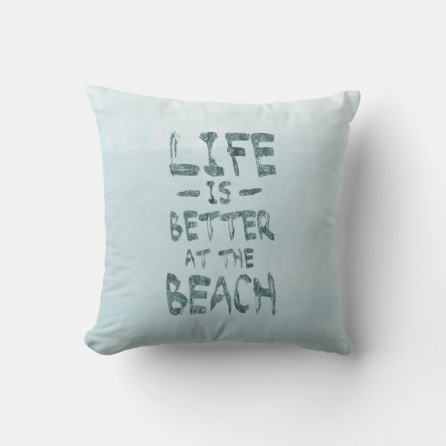 Coussin Aquarelle de bleu de la vie de plage (Recto)
