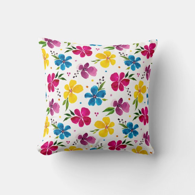 Coussin Aquarelle de Boho bijouée Floral Artiste (Recto)